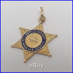14K Gold Deputy Sheriff Star Replica Badge Los Angeles County Charm Pendant
