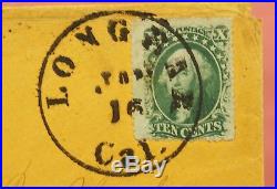 1850's Dpo 1858-1864 Long Bar Ca Overland Mail Via Los Angeles To Me Yuba County