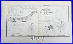 1855 US Coast Survey & Bache Antique Map Santa Barbara, Los Angeles, California