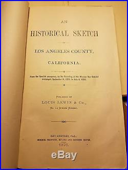 1876 Historical Sketch Los Angeles County 1st Ed Orig Wraps Slipcase California