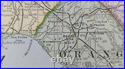 1893 SANTA BARBARA VENTURA LOS ANGELES COUNTIES CA Map Old Antique Original