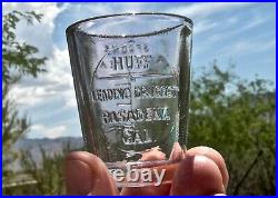 1900 Pasadena California (la Co) Rare Unlist Huff Druggist Drug Dose Glass Af
