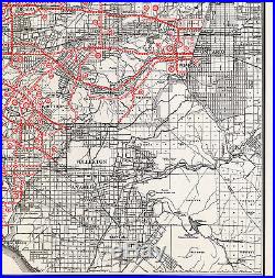 1934 Large Los Angeles County Traffic Road Street Map Traffic Volume Vintage
