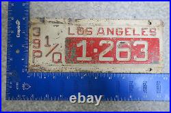 1939 39 Los Angeles County California Ca License Plate Tag 39p 1/q 1263 1-263