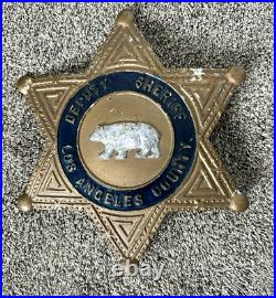 1940's Sign / Plaque LOS ANGELES COUNTY DEPUTY SHERIFF Cast Metal WALKING BEAR