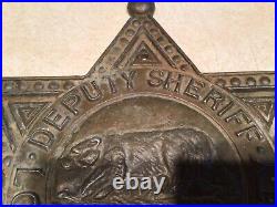 1950s Sign / Plaque LOS ANGELES COUNTY DEPUTY SHERIFF Cast Metal WALKING BEAR
