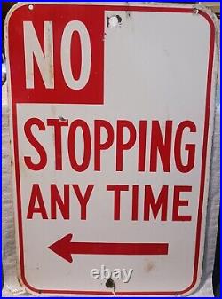 1960s NO STOPPING ANY TIME Porcelain Enamel Sign 12×18 (Los Angeles County)