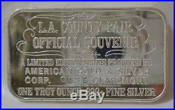 1978 La County Fair. 999 Silver Art Bar Collectible 1 Troy Oz Los Angeles