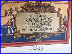 1981 Cartoon Map The Historic Ranchos Of Los Angeles County, 30 X 24