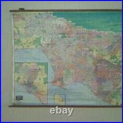 1991 Thomas Brothers Los Angeles & Orange County Mini Wall Map 69 x 53 Wear