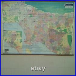 1991 Thomas Brothers Los Angeles & Orange County Mini Wall Map 69 x 53 Wear