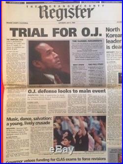 1994 OJ Simpson TRIAL local Los Angeles newspaper Orange County Register