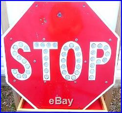24 Vintage Red Porcelain Stop Sign With Reflectors LOS ANGELES COUNTY C-63