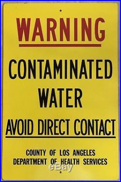2 Vintage Los Angeles County Department Of Health Contaminated Water Metal Signs