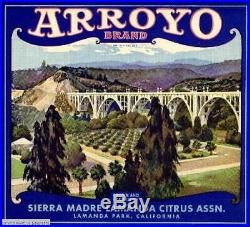 306995 Sierra Madre Los Angeles County Arroyo Orange Fruit Crate POSTER Affiche