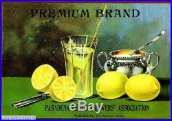 307000 Pasadena Los Angeles County Premium Lemon Fruit Crate PRINT POSTER
