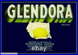 307187 Glendora Los Angeles County Lemon Citrus Fruit Crate Box POSTER PLAKAT