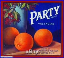 307435 Whittier, Los Angeles County Party Orange Fruit Crate POSTER Affiche