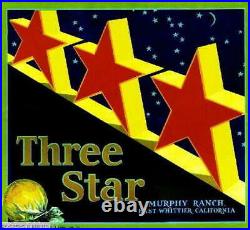 308257 Whittier Los Angeles County Three Star Orange Fruit Crate POSTER Affiche