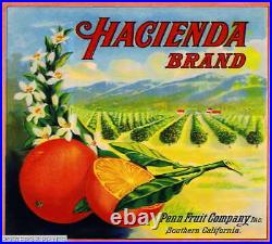 308334 Los Angeles County Hacienda California Orange Fruit Crate POSTER Affiche