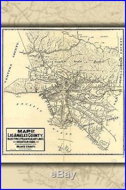 42x63 Poster Map Of Los Angeles County 1912
