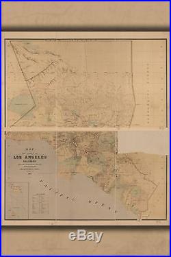 42x63 Poster Map Of The County Of Los Angeles, California 1877
