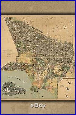 42x63 Poster Map Of The County Of Los Angeles, California 1898