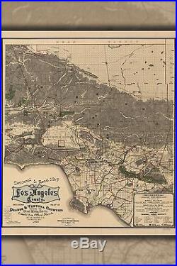 42x63 Poster Road Map Of Los Angeles County 1900