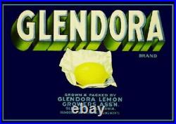 97593 Glendora Los Angeles County Lemon Citrus Box Decor LAMINATED POSTER CA