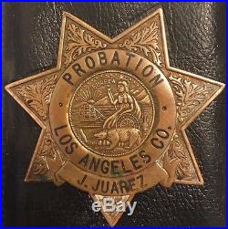 Antique Obsolete Los Angeles County Ca Probation Officer Police Badge Full Size