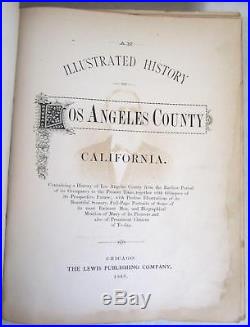 Antique 1889 The Illustrated History of Los Angeles County Hardcover Book RARE