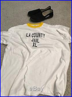 Authentic LA COUNTY JAIL Uniform Inmate Prison Los Angeles T-shirt XL 9 Shoes