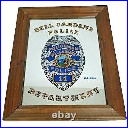 Bell Gardens Police Department Wall Mirror Vintage Los Angeles County 15 x 19