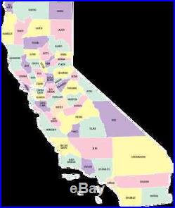 CALIFORNIA STATE COUNTY MAP GLOSSY POSTER PICTURE BANNER los angeles cool 2267