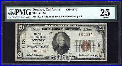 Ca 1929 $20? Downey, California? Pmg Very Fine 25 Very Rare