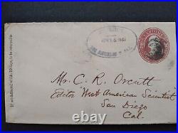 California University 1887 Cover, Ornamented Oval Los Angels County Cancel, DPO