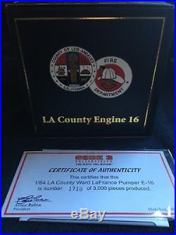 Code 3 Collectibles Los Angeles County Fire Department Ward Lafrance Pumper E16