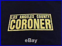 Coroner T-Shirt NEW Large Gag Gift Black Yellow Los Angeles County City CSI Prop