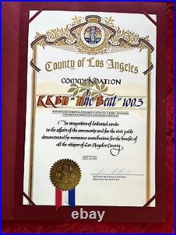 County of Los Angeles commendation KKBT 100.3 The Beat Radio, April 20, 2002