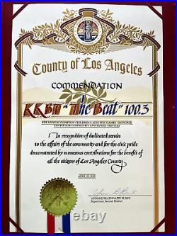 County of Los Angeles commendation KKBT 100.3 The Beat Radio, April 20, 2002