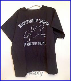 DEPARTMENT OF CORONER LOS ANGELES COUNTY Halloween COSTUME Scrubs M Black Shirt
