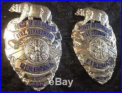 Emergency 51 Tv Show Style Los Angeles County Fire Department Replica Badge Set