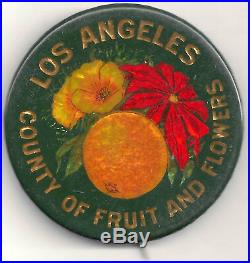 Early Crystoglas Pin LOS ANGELES County Of Fruit And Flowers BEAUTIFUL Vintage