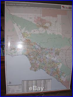 Extra Large Laminated Wall Map Los Angeles and Orange County SoCal 59 x 78