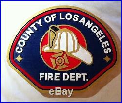 Fire Department Los Angeles County 3D routed wood patch plaque Custom Carved