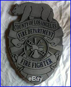 Fire Department Los Angeles County Badge 3D routed wood patch sign Custom