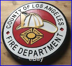 Fire Department Los Angeles County Circular 3D routed wood patch plaque sign New