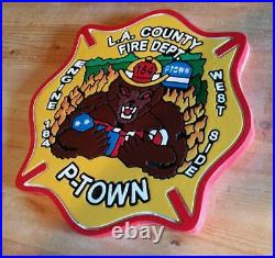 Fire Department Los Angeles County P-Town 184 routed wood patch sign Custom