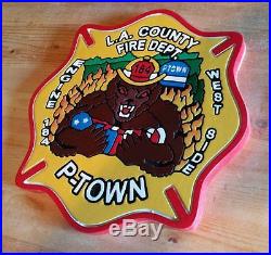 Fire Department Los Angeles County P-Town Engine 184 routed patch sign Wooden
