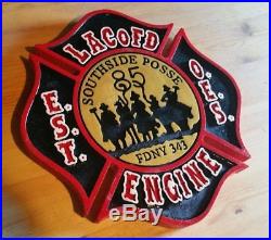Fire Department Los Angeles County Southside 85 routed patch sign Custom Carved